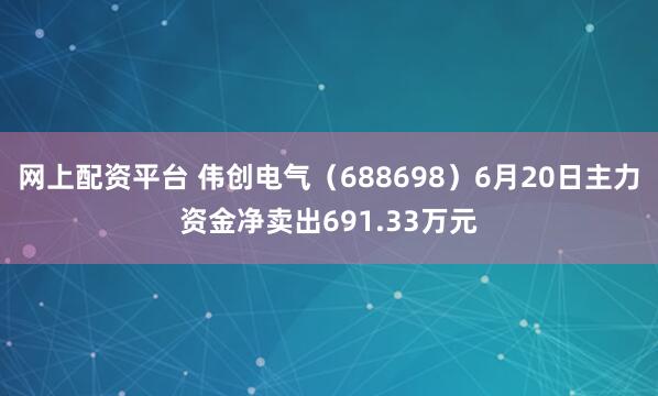 网上配资平台 伟创电气（688698）6月20日主力资金净卖出691.33万元